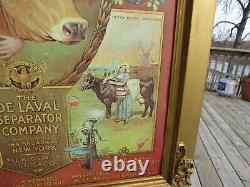 VINTAGE 1980's DELAVAL CREAM SEPARATORS SIGN WITH COWS TIN SIGN 35 x 25