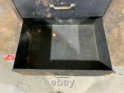 VINTAGE ANTIQUE SOUTH WIND HEATER METAL PARTS CABINET TRAY BOX With SERVICE PARTS