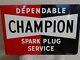 Vintage Champion Spark Plug Service Tin Flange Sign