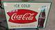 Vintage Coca-cola Tin Litho Sogt'fishtail' Mca Sign With Bottle-20x28-nice