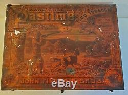 VINTAGE COLLECTIBLE 1800s PASTIME PLUG TOBACCO ADVERTISING TIN BOX SIGN HUNTING