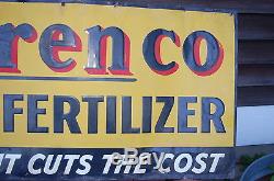 Vintage Corenco Fertilizer It Cuts The Cost Tin Farm Barn Advertising Sign