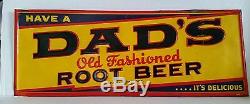 Vintage Dads Root Beer Embossed Tin Litho Advertising Sign 30