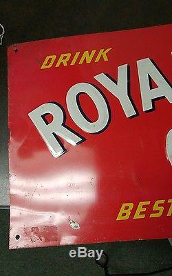 Vintage Drink Royal Crown Cola Embossed Tin Sign Measurs 29x12 Inches Very Nice