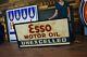 Vintage Esso Unexcelled Oil Gas Station Advertising Sign Tin With Original Frame
