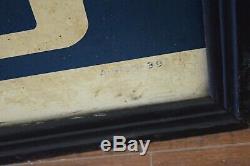 VINTAGE ESSO Unexcelled Oil GAS Station ADVERTISING SIGN Tin with original frame