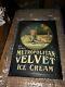 Vintage Graphic C. 1910 Tin Over Cardboard Metropolitan Velvet Ice Cream Sign
