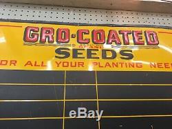VINTAGE GRO-COATED SEEDS Embossed Tin Sign Advertising Chalkboard