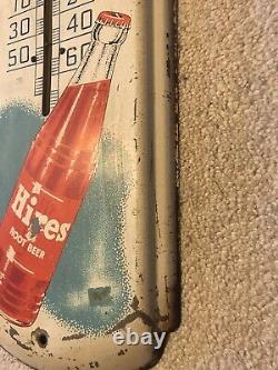 VINTAGE HIRES ROOT BEER SODA POP TIN THERMOMETER ADVERTISING Sign 1940s WORKING