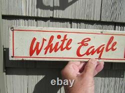 VINTAGE ORIGINAL 1916 1920's WHITE EAGLE BEVERAGES TIN TACKER SIGN NELKE SIGNS