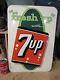 Vintage Original 1920's-40's 7up Embossed Tin Lithograph Sign By Stout Sign Co
