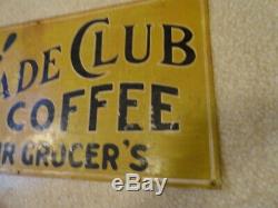 VINTAGE ORIGINAL 1920's CASCADE CLUB COFFEE SIGN TIN TACKER SIGN GRAND RAPIDS MI