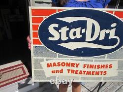 VINTAGE ORIGINAL 1940's 50's STA-DRI MASONARY SIGN EMBOSSED TIN TACKER SIGN