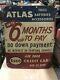 Vintage Original Esso Atlas Tires 6 Month Credit Card Sign Metal Advertising Tin