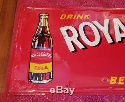 VINTAGE ORIGINAL ROYAL CROWN COLA METAL SIGN SODA POP tin beer