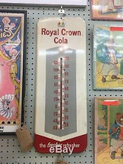 VINTAGE Original Royal Crown Cola Tin Advertising WORKING Thermometer Sign