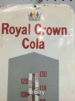 VINTAGE Original Royal Crown Cola Tin Advertising WORKING Thermometer Sign