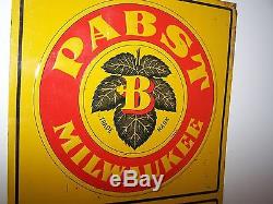 VINTAGE PABST MILWAUKEE PRE PRO TIn Beer Sign SHONK LITHO Blue Ribbon PBR BEST