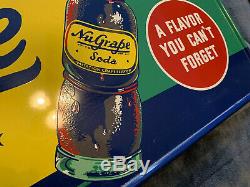 VINTAGE RARE 1940s MINT NuGRAPE SODA METAL TIN SIGN Near Perfect! Owned 25 Yrs