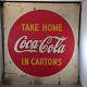 Vintage Rare Coca Cola Tin Metal Take Home In Cartons Sign Display Country Store