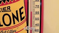 Vintage Rislone Gas Oil Can Tin Thermometer Sign 1949 Non Porcelain Antique