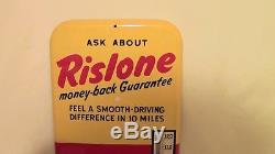 Vintage Rislone Gas Oil Can Tin Thermometer Sign 1949 Non Porcelain Antique