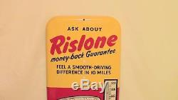 Vintage Rislone Gas Oil Can Tin Thermometer Sign 1949 Nos Non Porcelain Antique