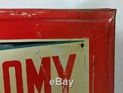 Vintage Tin Litho Embossed Blue Beacon Fuel Gas Oil Coal Advertising Sign 34