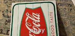 VINTAGE Tin Coca Cola Fish tail flange Sign 13.5 x10 B