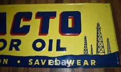 VINTAGE Tracto Motor Oil Gas Station Advertising Tin SIGN