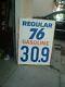 Vintage Union 76 Gas Station Price Sign Double Side Metal Tin 60s 70s