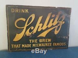 (VTG) 1920s 30s schlitz beer prohibition era tin bar sign Milwaukee wis rare
