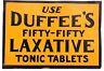 Vtg 1930's Embossed Duffee's Fifty-fifty Laxative Advertising Tin Sign 13x 9