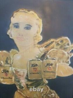 (VTG) 1934 blatz old heidelberg beer valerie girl TOC tin over cardboard sign wi