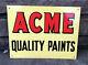 Vtg 1950's Nos Acme Quality Paints Tin Sign 11 X 8.5 Paint Advertising N/mint