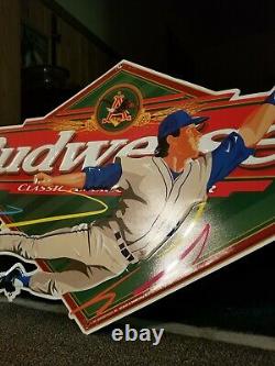 VTG 1997 Anheuser Busch Budweiser Beer Tin Advertising Baseball Promo Sign 35