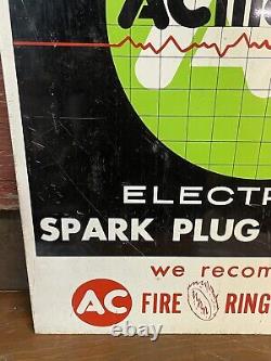 VTG 50s 60s AC ACILLOSCOPE Double Sided Tin SPARK PLUG ANALYZER Advertising Sign