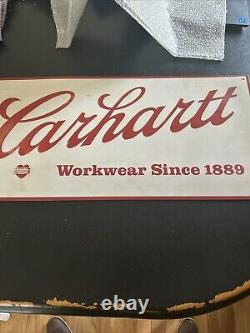 VTG CARHARTT WORKWEAR SINCE 1889 Metal Tin Sign Advertising Embossed 24 x 12