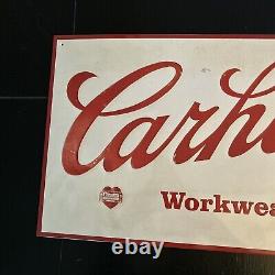 VTG CARHARTT WORKWEAR SINCE 1889 Metal Tin Sign Advertising Embossed 24 x 12