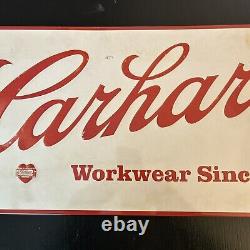 VTG CARHARTT WORKWEAR SINCE 1889 Metal Tin Sign Advertising Embossed 24 x 12