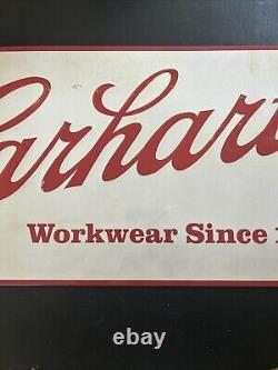 VTG CARHARTT WORKWEAR SINCE 1889 Metal Tin Sign Advertising Embossed 24 x 12