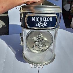 VTG Crystal Michelob Hanging Rotating Light Medallion Beer Clock RARE TESTED