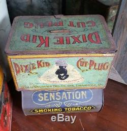 VTG Dixie Kid Cut Plug Tobacco Advertising Lunch Box Tin Can Not Porcelain Sign