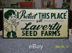 VTG Laverty Seed Farm Sign Tin Tacker Protect this Place feed farms corn state