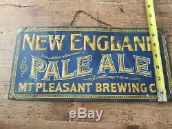 VTG New England Pale Ale Mt. Pleasant Brewing Co. Embossed Tin Litho Sign PrePro