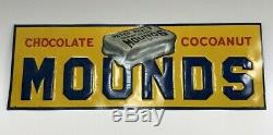 VTG Original Mounds Candy Bar Tin Embossed Advertising Donaldson Art Sign Co