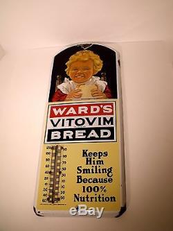 VTG Porcelain Sign Ward's Vitovim Bread Advertising Thermometer, Tin soda Display