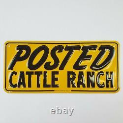 VTG Posted Cattle Ranch Tin Sign 1960s New Old Stock Green Back Frank & Edwards