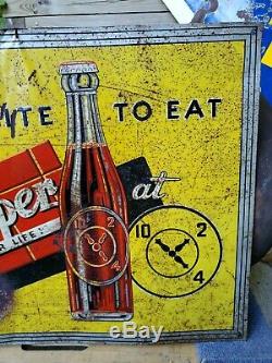VTG SST Dr Pepper Drink A Bite To Eat At 10 2 4 Tin Not Porcelain Sign 19 X 27