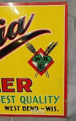 VTG Tin Embossed West Bend Lithia Beer Sign Old Original